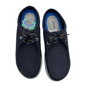 Clarks Men's Navy Blue Canvas Slip On Mules Shoes Extreme Comfort Driftlite 10.5